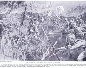 La muerte de Lance Nak Bhau Savant en Mazera en el Tigris, diciembre de 1914 de Edgar Alfred Holloway
