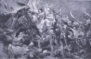 Captura de la Doncella antes de Compiègne, de Cassells History of the British People publicado por la Waverley Book Company Limited, c.1940 de Edgar Bundy