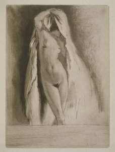 Una mujer envuelta en una sábana, ilustración para "Mitsou" de Sidonie-Gabrielle Colette (1873-1954) publicada en 1930 (aguafuerte y punta seca) de Edgar Chahine