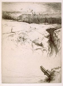 Norte de Francia: trincheras abandonadas después de la Primera Guerra Mundial (grabado) de Edgar Chahine