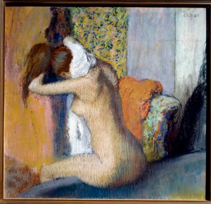 Después del baño, mujer secándose el cuello. Pastel de Edgar Degas (1834-1917) 1898 de Edgar Degas