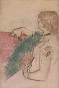 En el teatro, Mujer con abanico, 1880 de Edgar Degas