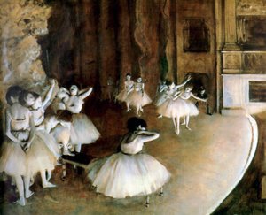Ensayo de ballet en el escenario de Edgar Degas
