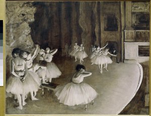Ensayo de ballet en el escenario de Edgar Degas