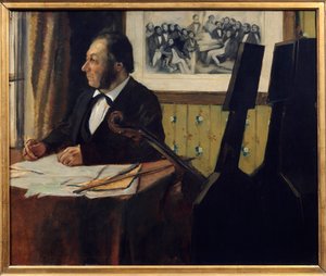 Retrato de Louis-Marie Pilet (1815-1877), violonchelista en la orquesta de la Ópera de Edgar Degas