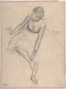 Bailarina ajustando su zapatilla de Edgar Degas