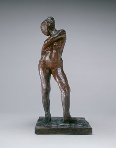 Bailarina ajustando la cuerda de sus mallas de Edgar Degas