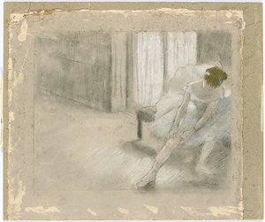 Bailarina sentada, ajustando su media de Edgar Degas