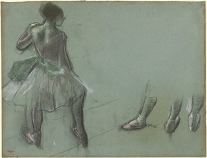 Bailarina vista desde atrás y tres estudios de pies de Edgar Degas