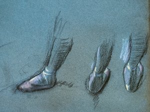 Bailarina de espaldas y tres estudios de pies (detalle) de Edgar Degas