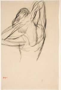 Bailarina de medio cuerpo con los brazos cruzados detrás de la cabeza, c.1890 (lápiz sobre papel) de Edgar Degas