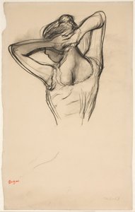 Bailarina de medio cuerpo con los brazos cruzados detrás de la cabeza, c.1890 (lápiz sobre papel) de Edgar Degas