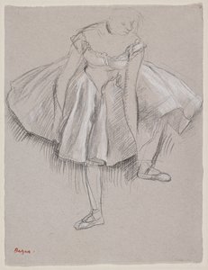 Bailarina ajustando su zapatilla, principios de 1880 de Edgar Degas