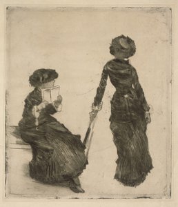 La pintora Mary Cassatt en el Louvre, colección de antigüedades de Edgar Degas