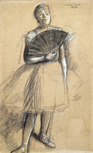Bailarina con abanico (hacia 1876). Edgar Degas (1834-1917). Pastel y carboncillo sobre varilla de papel. Museo de Bellas Artes de la Ciudad de París, PeuPalais.