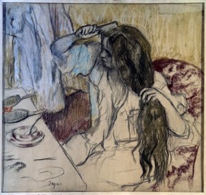 La mujer tiene su baño. Dibujo de Edgar Degas (1834-1917)