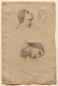 Cuatro estudios de la cabeza de una joven italiana de Edgar Degas