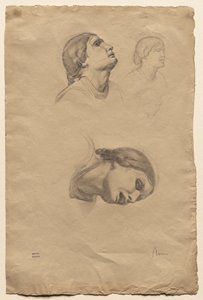Cuatro estudios de la cabeza de una joven italiana, 1856 de Edgar Degas