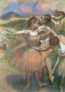 Cuatro Bailarinas en el Escenario de Edgar Degas