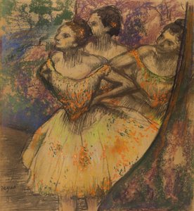 Las tres bailarinas, c.1896-1905 (pastel sobre papel) de Edgar Degas