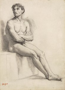 Hombre sentado, estudio desnudo