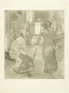 Mary Cassatt en el Louvre: La Galería Etrusca, 1879?-80 de Edgar Degas