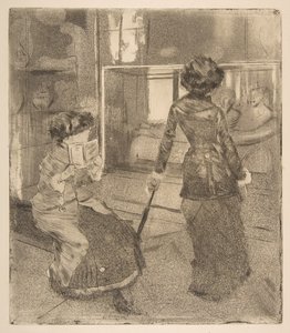 Mary Cassatt en el Louvre: La Galería Etrusca, 1879-80 de Edgar Degas