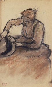 Modista adornando un sombrero, c.1898 de Edgar Degas