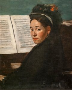 Señorita Dihau al piano. Alrededor de 1870. Óleo sobre lienzo. de Edgar Degas
