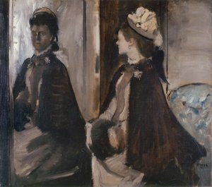 La señora Jeantaud en el espejo, c. 1875 de Edgar Degas