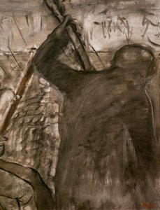 Músicos en la orquesta (detalle). Alrededor de 1870. Óleo sobre lienzo
