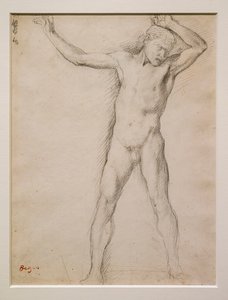 Rostro desnudo, brazos levantados, circa 1859-1861. Grafito sobre papel velin.
