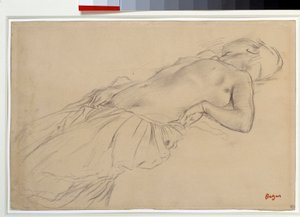 Mujer desnuda acostada de espaldas (Estudio para 