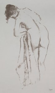 Mujer desnuda con toalla, de pie de Edgar Degas