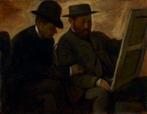 Paul Lafond y Alphonse Cherfils Examinando una Pintura de Edgar Degas