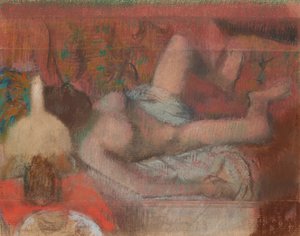 Mujer desnuda reclinada, c.1888-90 (pastel sobre monotipo sobre papel) de Edgar Degas