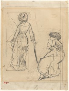 Estudio para Mary Cassatt en el Louvre de Edgar Degas