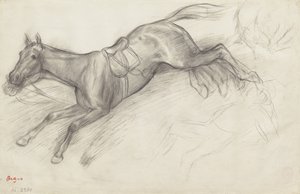 Estudio para "Escena de la carrera de obstáculos: El jinete caído", 1866 de Edgar Degas