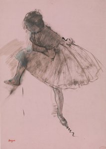 Estudio de una bailarina recto, dos estudios de bailarinas verso, ca. 1873 de Edgar Degas