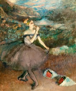 Bailarina con ramos de flores de Edgar Degas