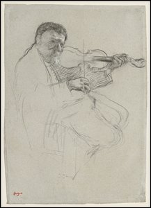 El violinista, estudio para "El ensayo", c.1879 de Edgar Degas