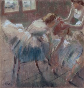 Tres Bailarinas Preparándose para la Clase, c.1880