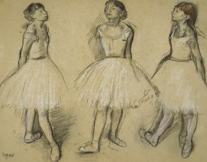 Tres estudios de una bailarina en cuarta posición, 1879-80 de Edgar Degas