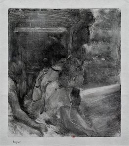 Al teatro. Alrededor de 1878. Monotipo con tinta negra de China. de Edgar Degas