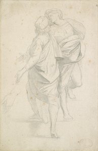 Dos figuras de pie en una escalera, después de Rafael, c. 1853-54 de Edgar Degas