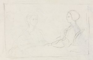 Dos mujeres sentadas (verso)
