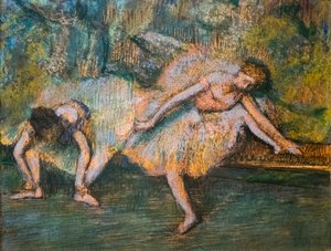 Dos bailarinas. Alrededor de 1900. Pastel sobre papel en cartón.