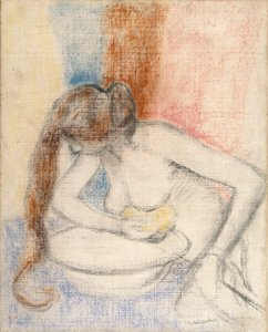 Mujer bañándose, c.1897 (pastel sobre lienzo imprimado)