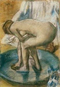 Mujer Bañándose en una Tina Poco Profunda, 1885