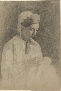 Mujer bordando, 1855-1860 de Edgar Degas